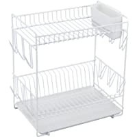 Sauvic Escurreplatos Epoxi Grande- Acero con Recubrimiento plástico anticorrosivo de Color Blanco- 43x25x41.5 cm